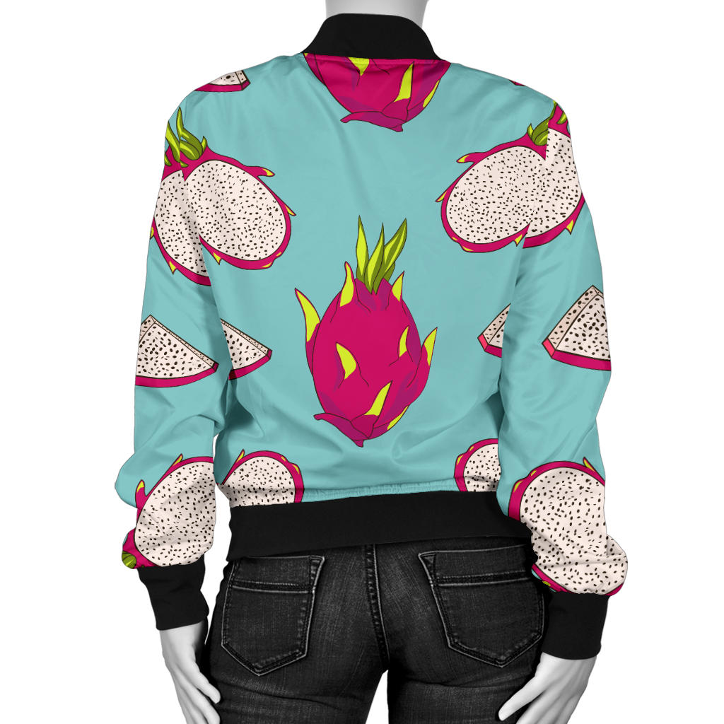 Dragonfruit Pattern Print Design DF01 Women Bomber Jacket