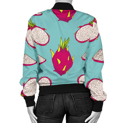 Dragonfruit Pattern Print Design DF01 Women Bomber Jacket
