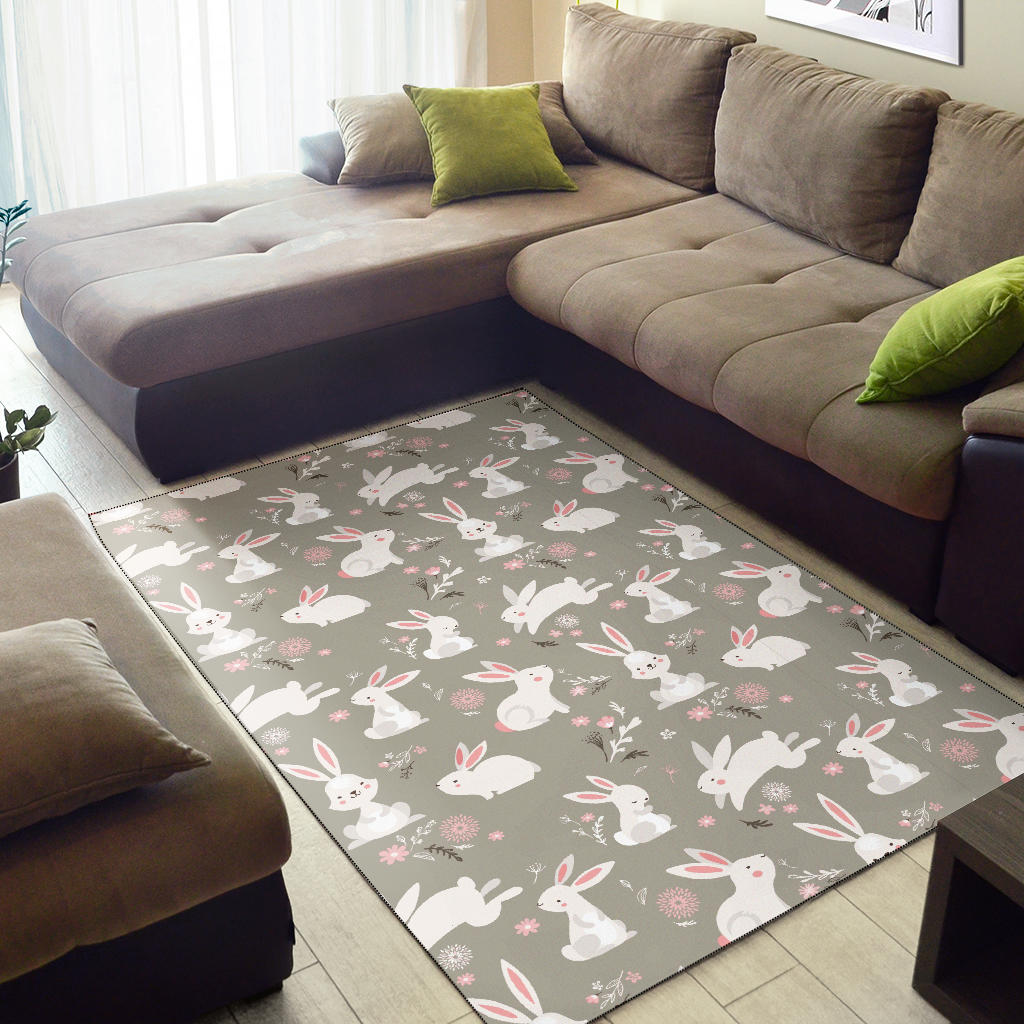 Rabbit Pattern Print Design RB03 Area Rugs