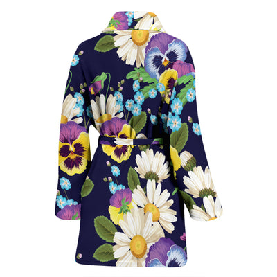 Pansy Pattern Print Design PS03 Women Bathrobe