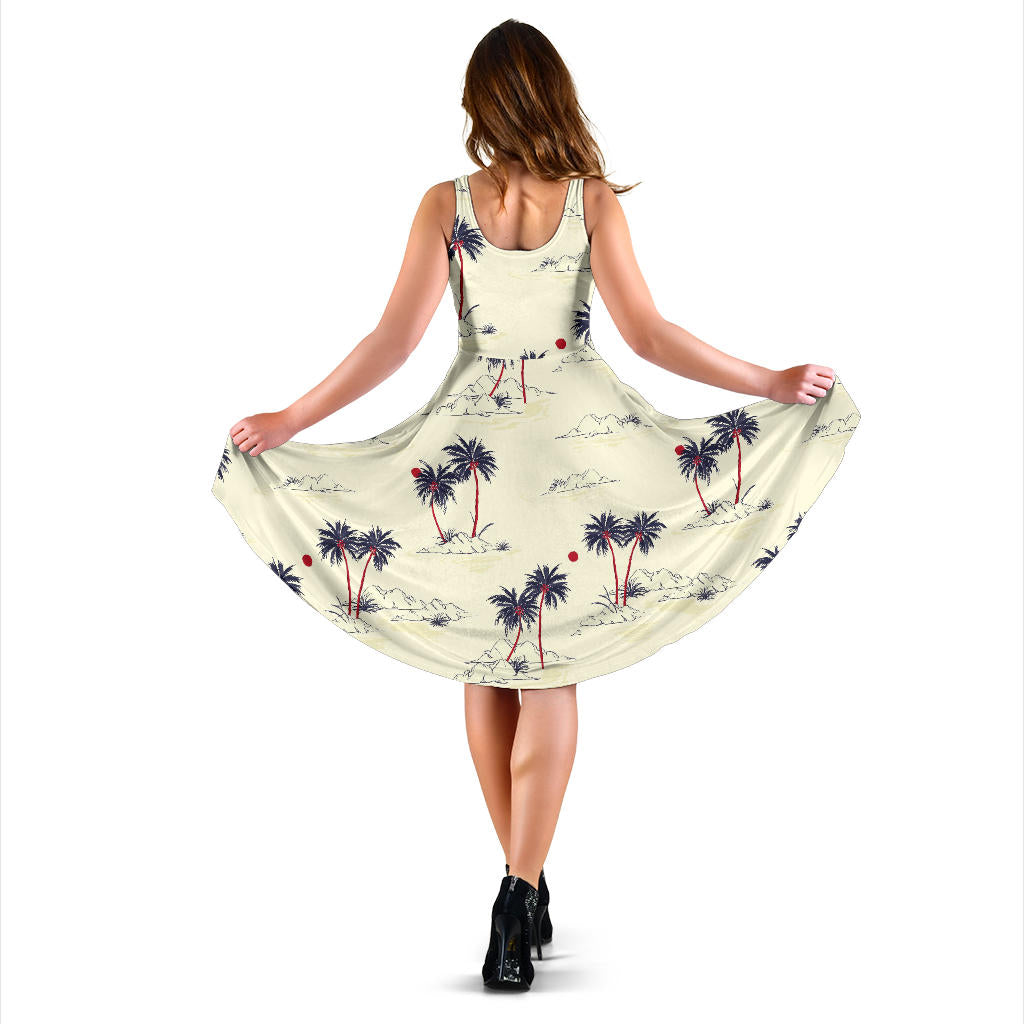 Palm Tree Pattern Print Design PT08 Midi Dress