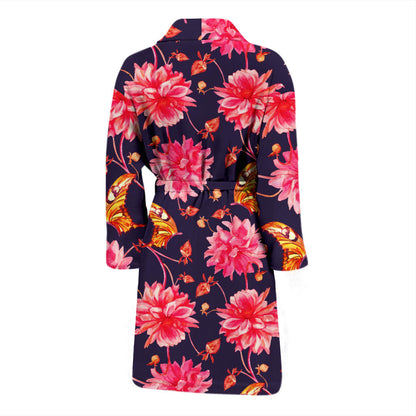 Dahlia Pattern Print Design DH03 Men Bathrobe