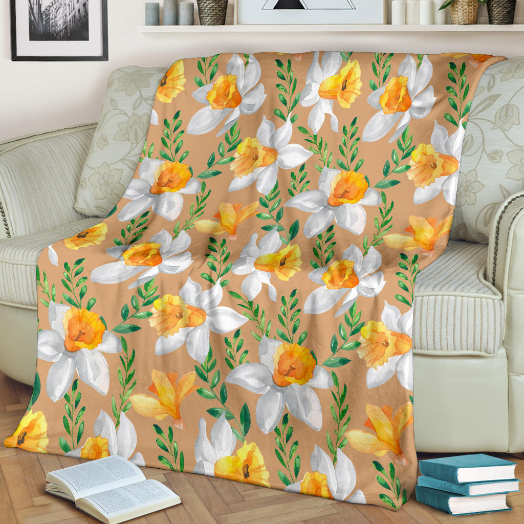 Daffodils Pattern Print Design DF04 Fleece Blanket