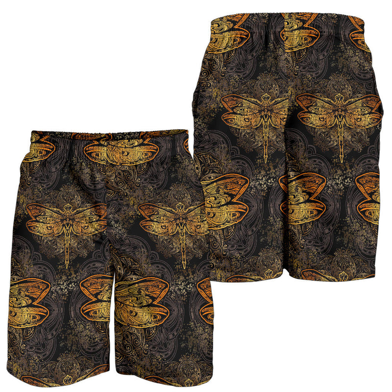 Gold Dragonfly Mandala Mens Shorts