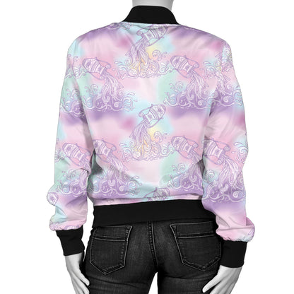 Aquarius Zodiac Pattern Print Design 01 Women's Bomber Jacket
