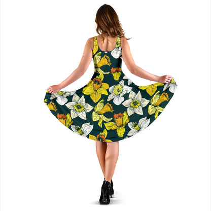 Daffodils Pattern Print Design DF02 Midi Dress