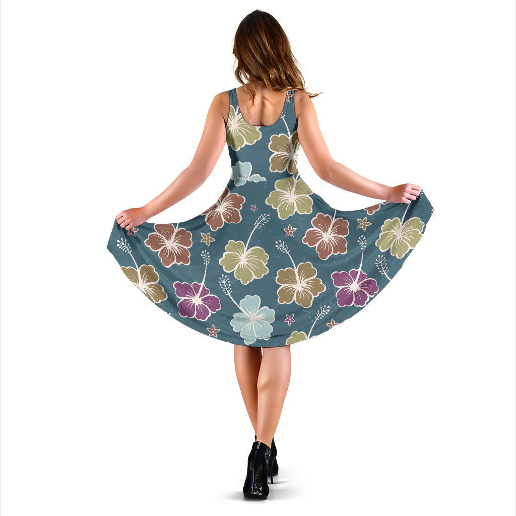 Hibiscus Pattern Print Design HB033 Midi Dress