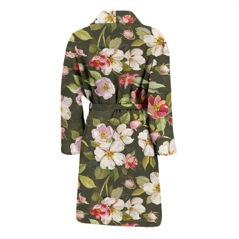 Apple Blossom Pattern Print Design AB01 Men Bathrobe