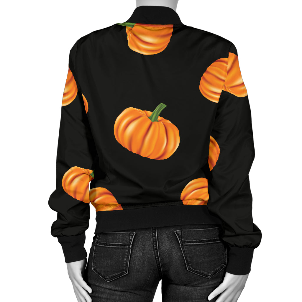 Pumpkin Pattern Print Design A05 Women's Bomber Jacket