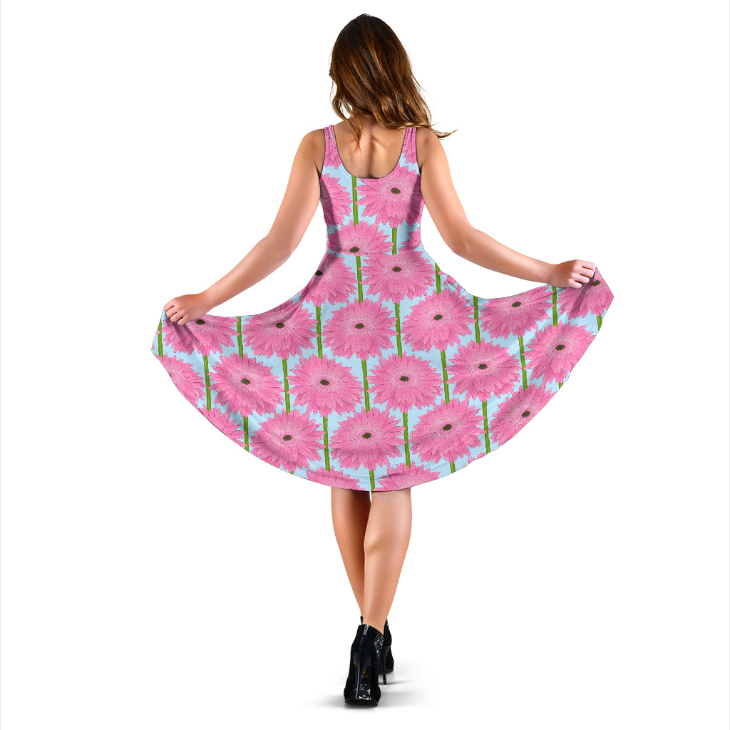 Gerberas Pattern Print Design GB01 Midi Dress