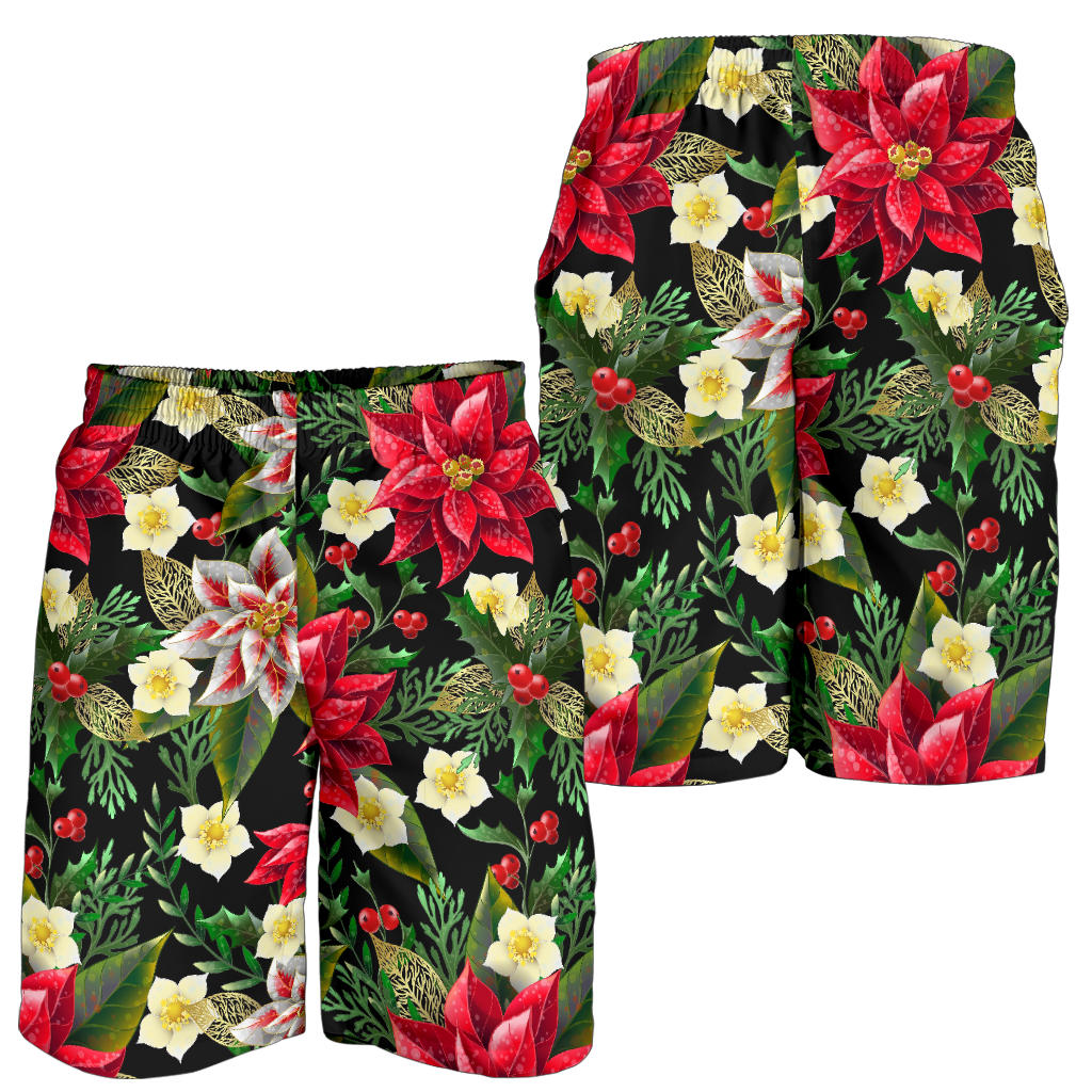 Poinsettia Pattern Print Design POT05 Mens Shorts