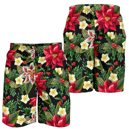 Poinsettia Pattern Print Design POT05 Mens Shorts