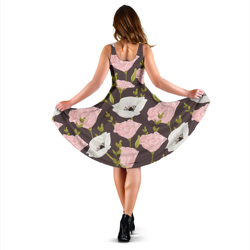 Anemone Pattern Print Design AM011 Midi Dress