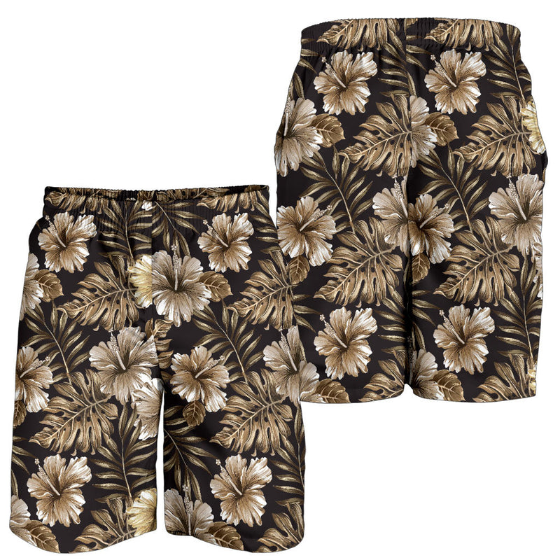 Brown Hibiscus Tropical Mens Shorts