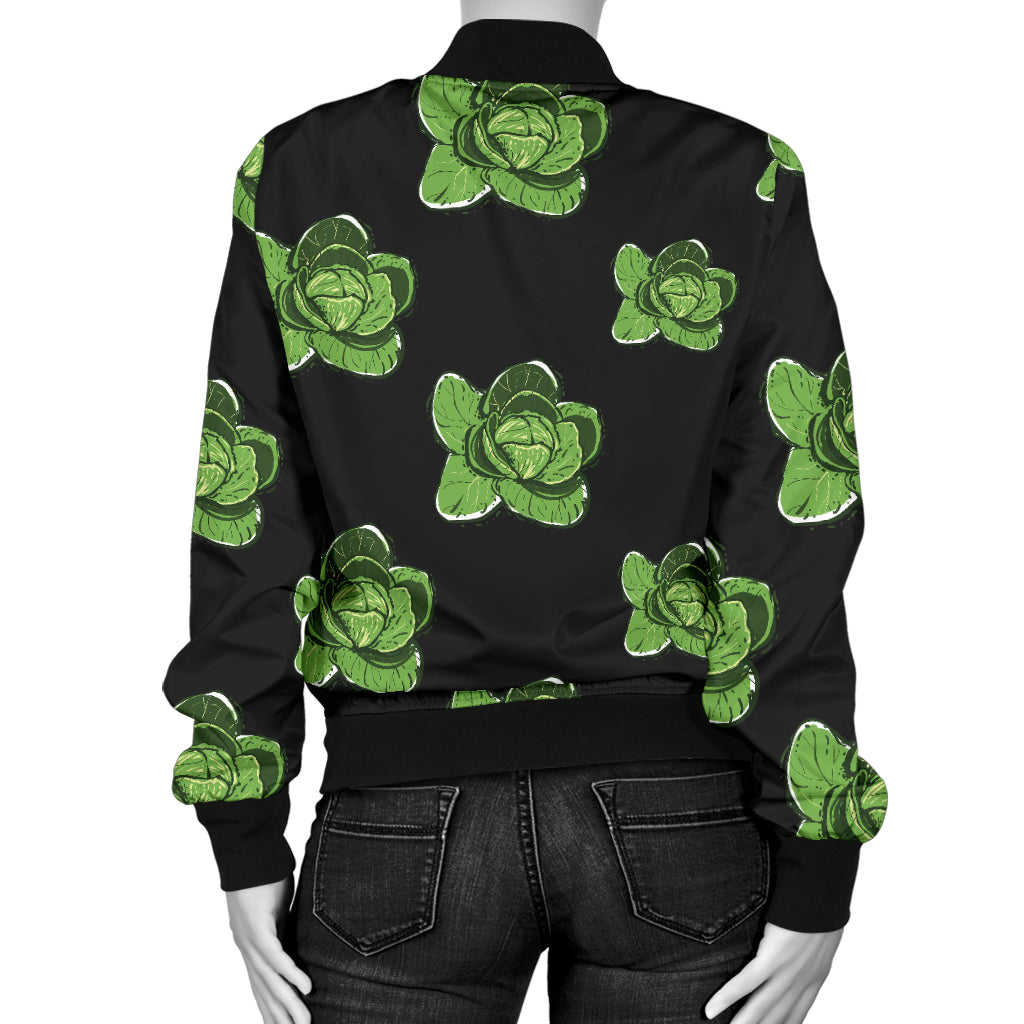 Cabbage Pattern Print Design 03 Women's Bomber Jacket