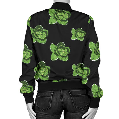 Cabbage Pattern Print Design 03 Women's Bomber Jacket