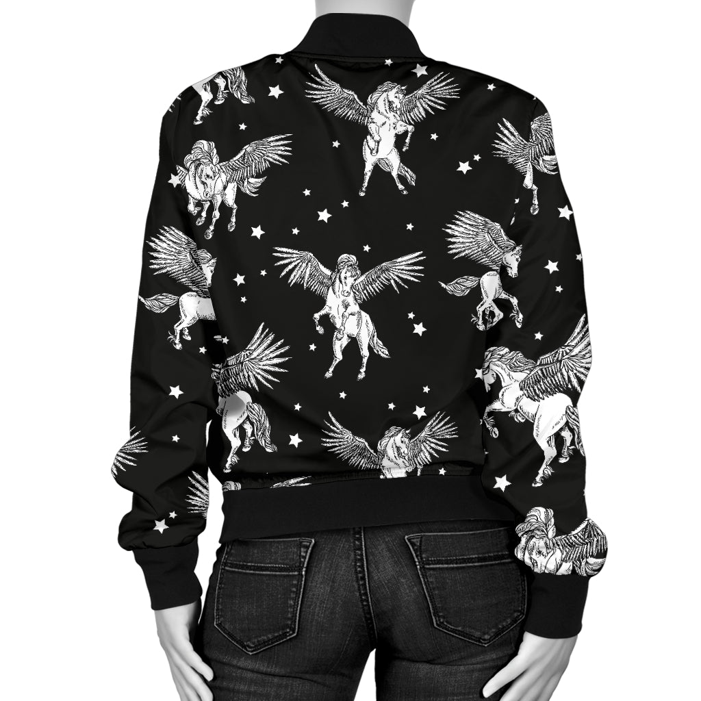 Pegasus Pattern Print Design 01 Women's Bomber Jacket
