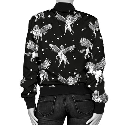 Pegasus Pattern Print Design 01 Women's Bomber Jacket