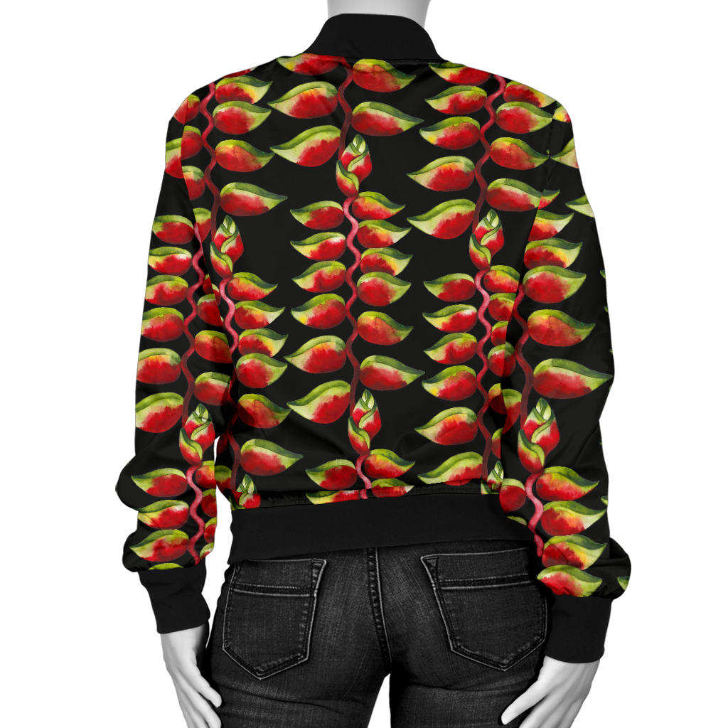 Heliconia Pattern Print Design HL05 Women Bomber Jacket