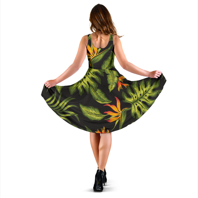 Bird Of Paradise Pattern Print Design BOP013 Midi Dress