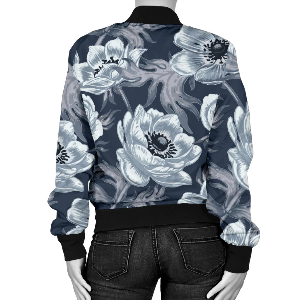 Anemone Pattern Print Design AM09 Women Bomber Jacket