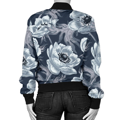 Anemone Pattern Print Design AM09 Women Bomber Jacket