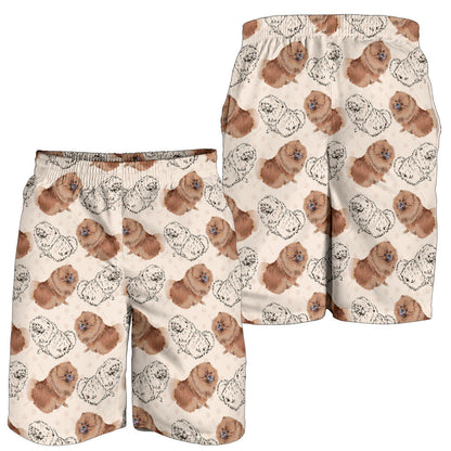 Pomeranians Pattern Print Design A01 Mens Shorts