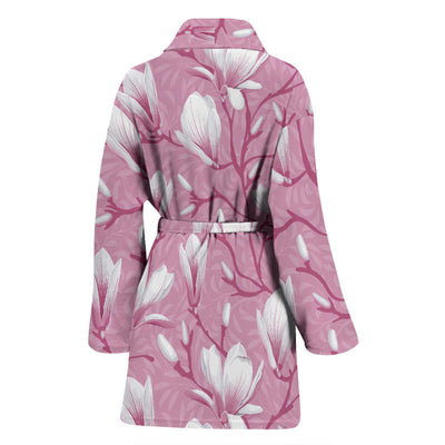 Magnolia Pattern Print Design MAG05 Women Bathrobe