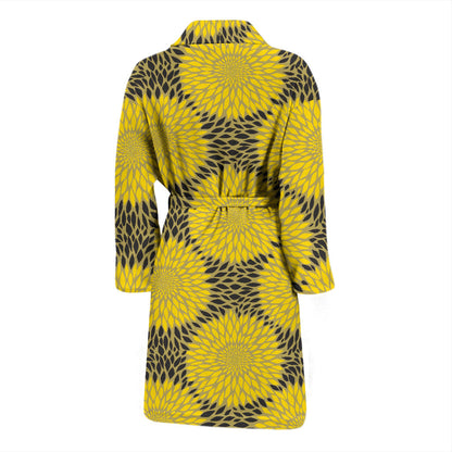 Sunflower Pattern Print Design SF06 Men Bathrobe
