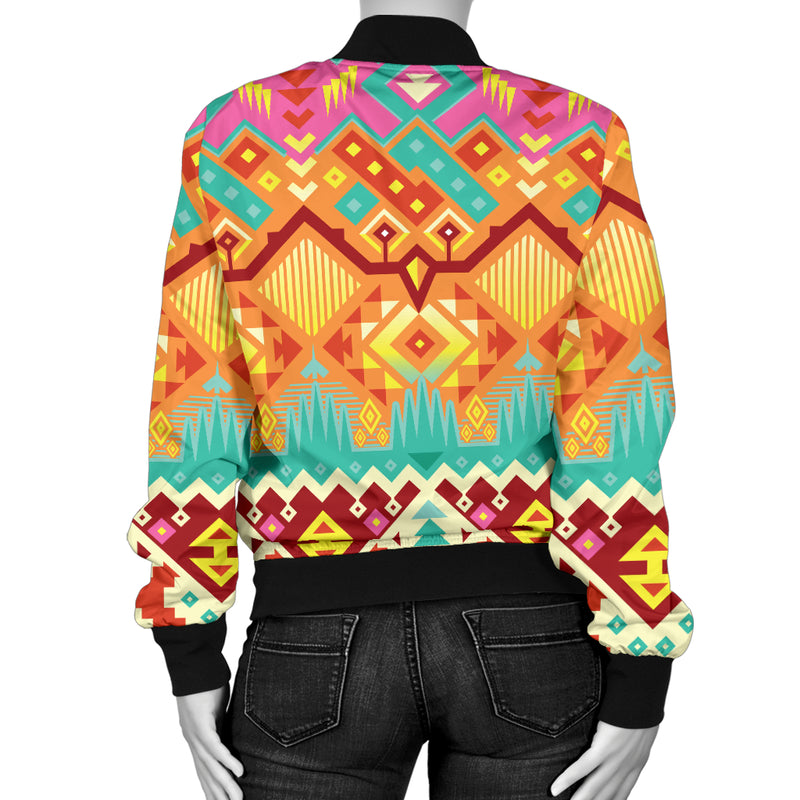 Aztec Pattern Print Design 03 Women's Bomber Jacket