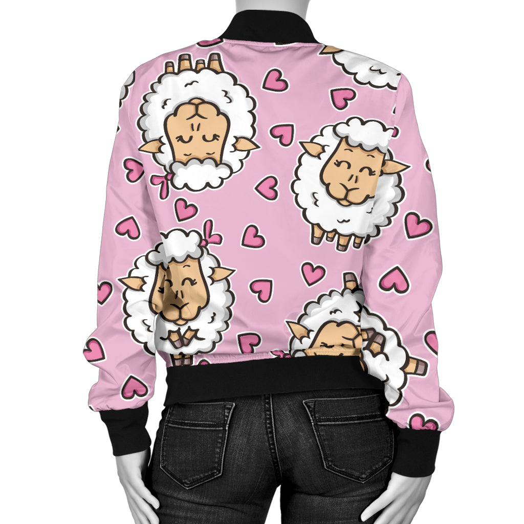 Sheep Cute Pattern Print Design 01 Women's Bomber Jacket