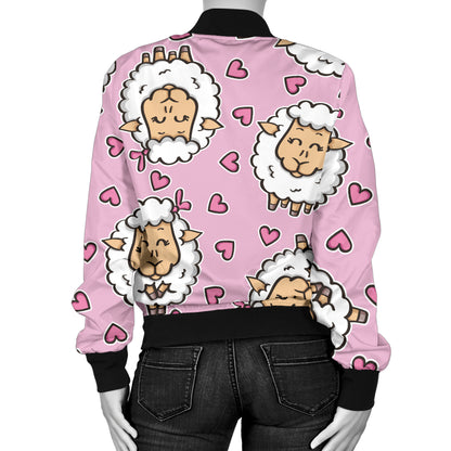 Sheep Cute Pattern Print Design 01 Women's Bomber Jacket