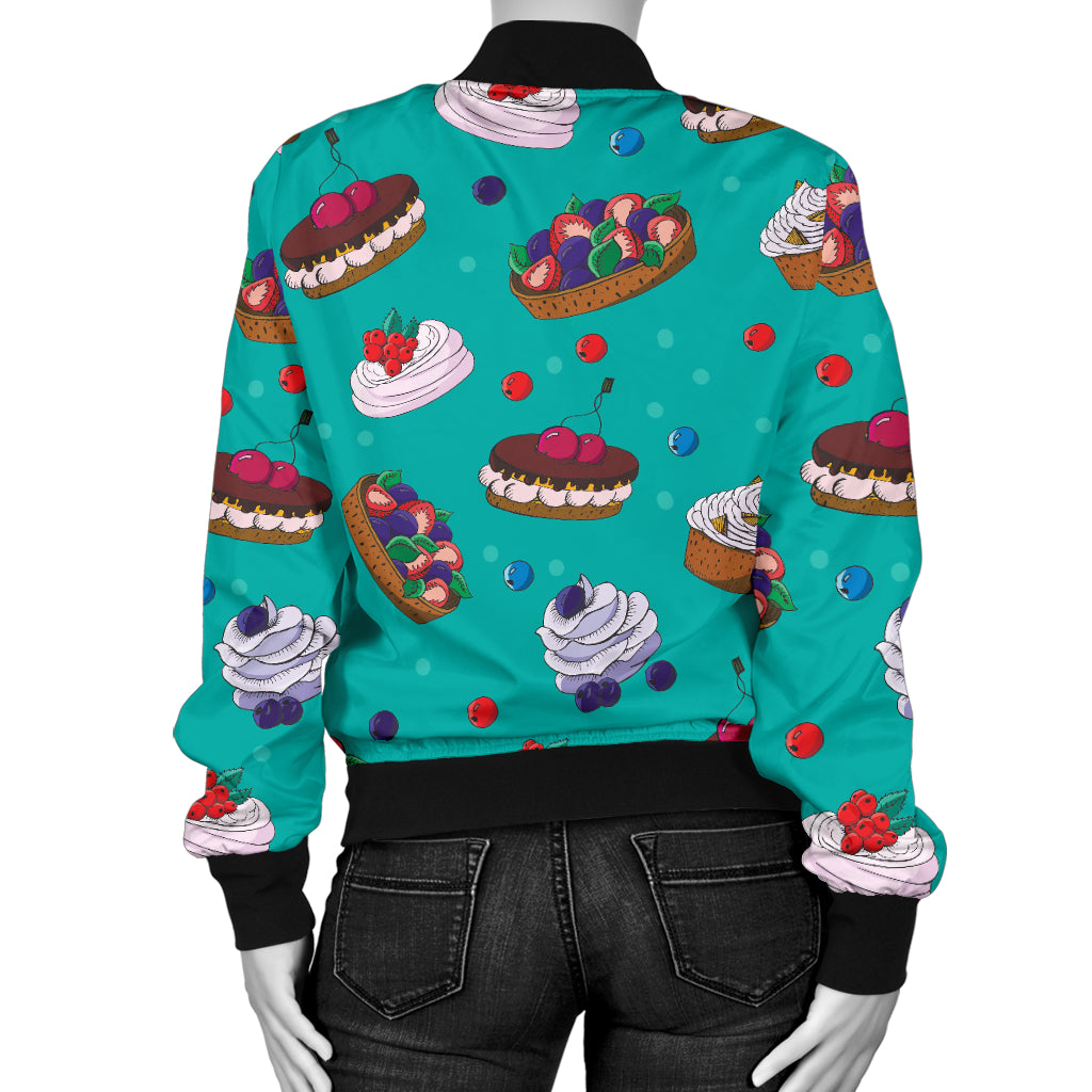 Cake Pattern Print Design 07 Women's Bomber Jacket