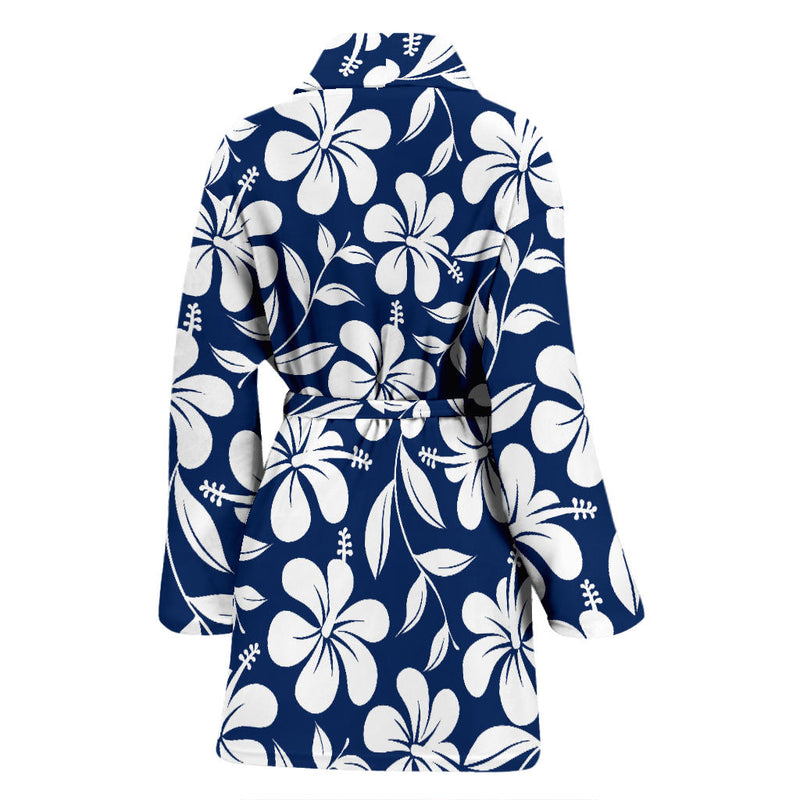 Hibiscus Pattern Print Design HB031 Women Bathrobe