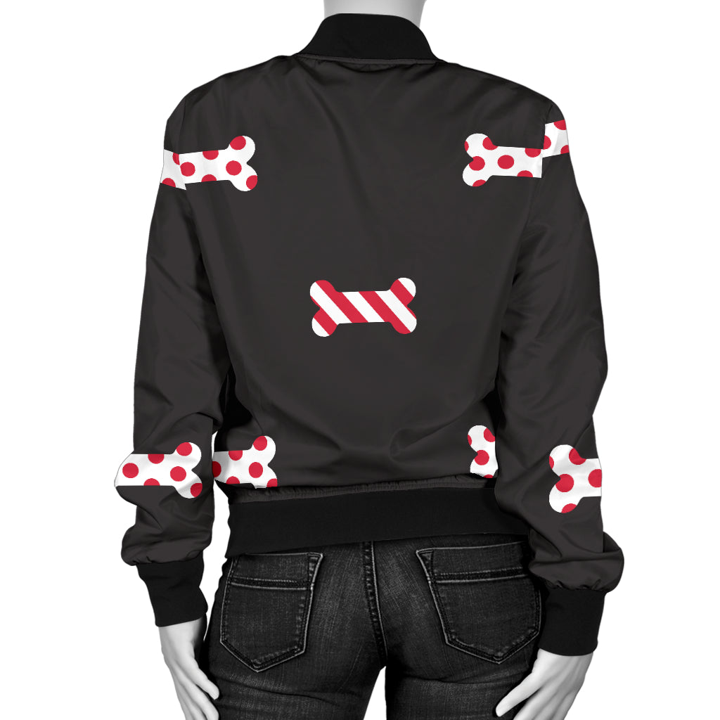 Dog Bone Pattern Print Design 04 Women's Bomber Jacket