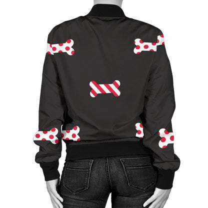 Dog Bone Pattern Print Design 04 Women's Bomber Jacket