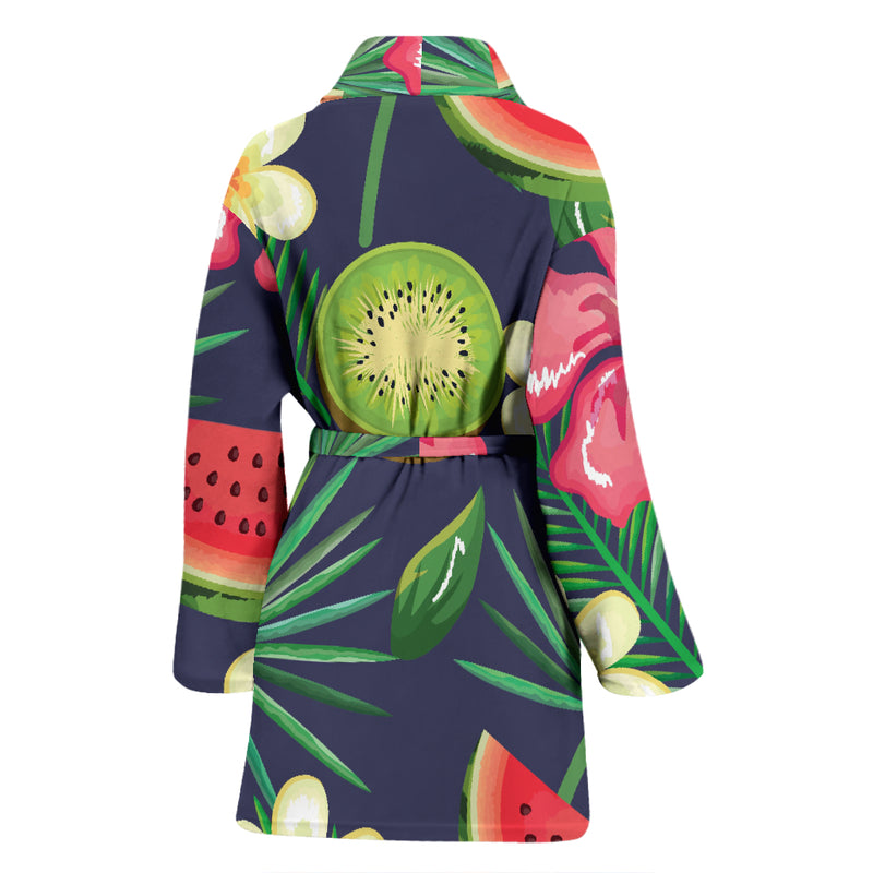 Tropical Fruits Pattern Print Design TF05 Women Bathrobe