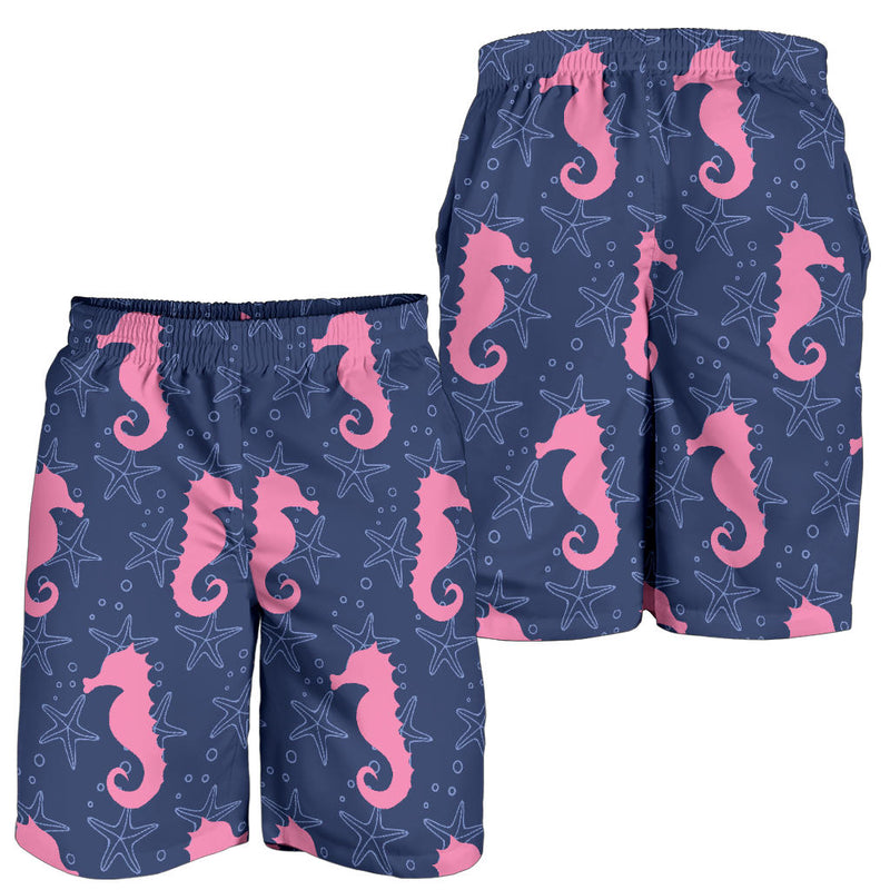 SeaHorse Pink Pattern Print Design 02 Mens Shorts