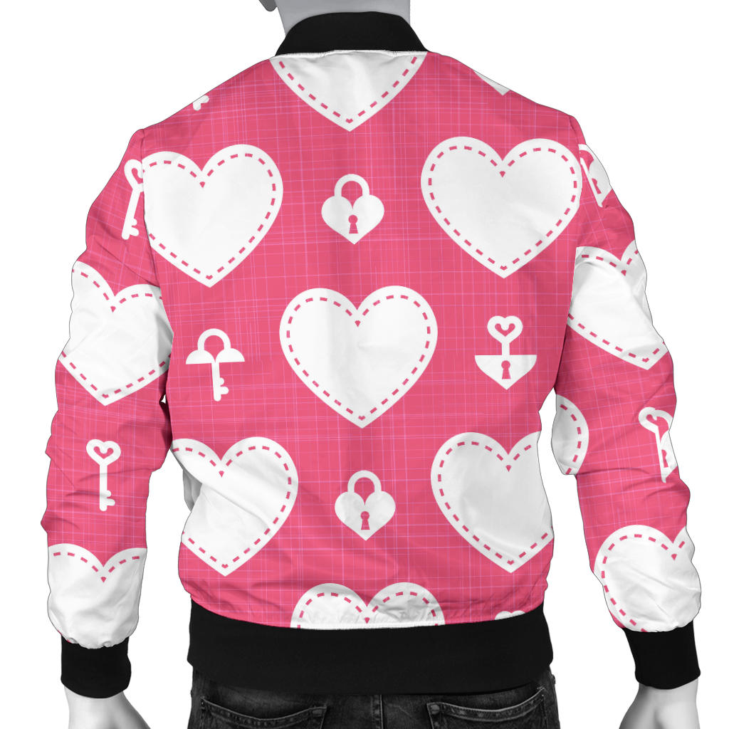Heart Key Pattern Print Design HE09 Men Bomber Jacket