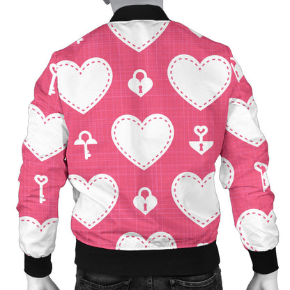 Heart Key Pattern Print Design HE09 Men Bomber Jacket