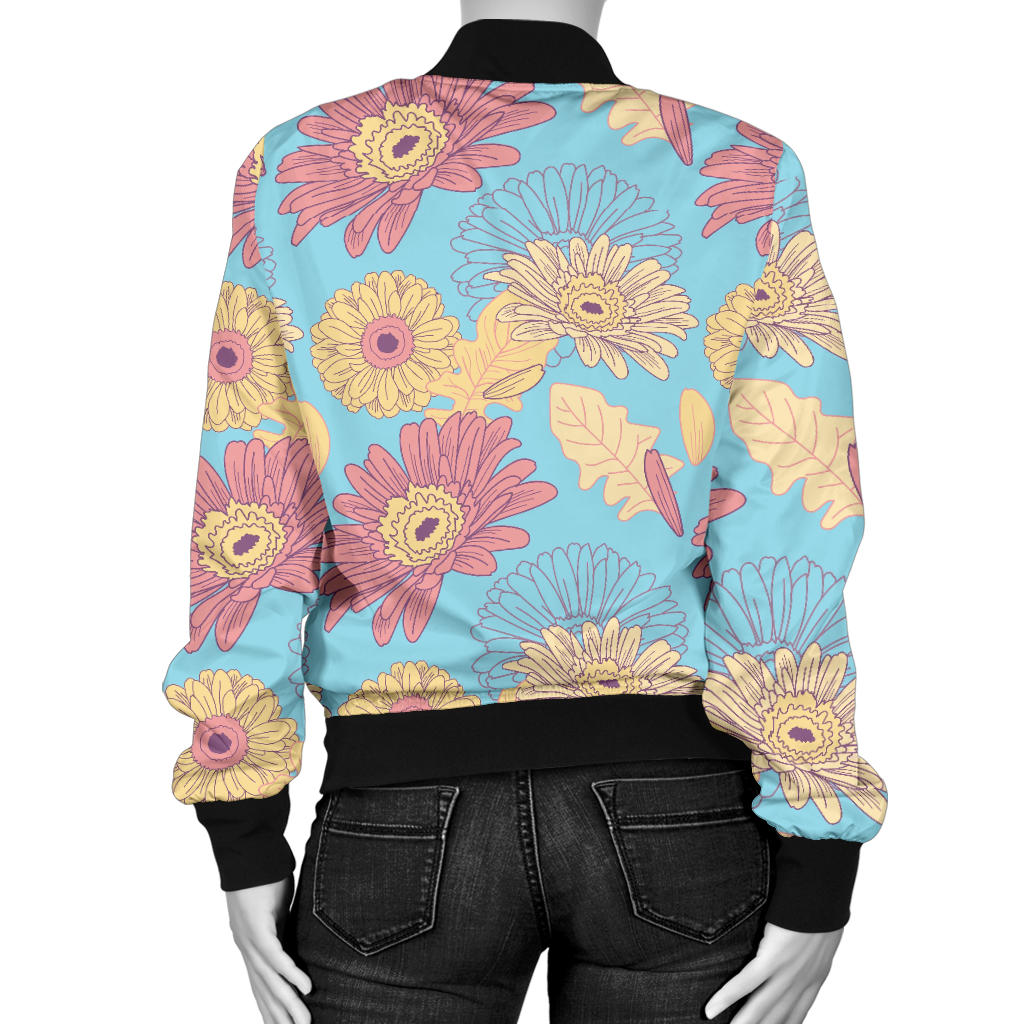 Gerberas Pattern Print Design GB04 Women Bomber Jacket