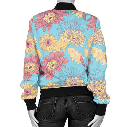 Gerberas Pattern Print Design GB04 Women Bomber Jacket