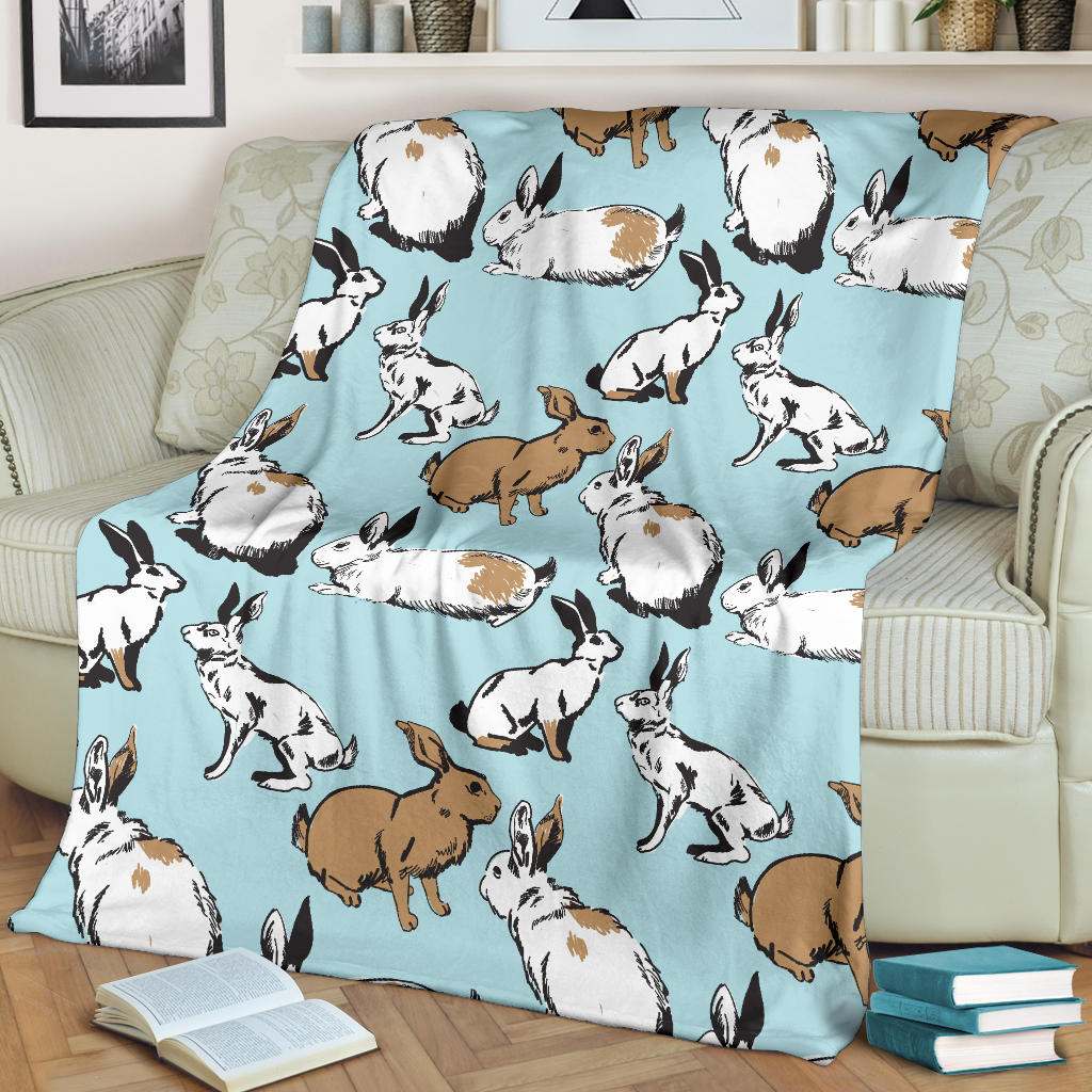 Rabbit Pattern Print Design RB018 Fleece Blanket