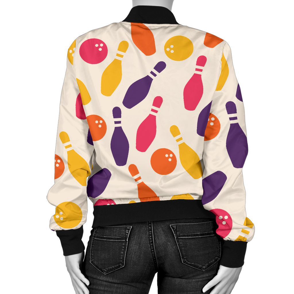 Bowling Pattern Print Design 06 Women's Bomber Jacket