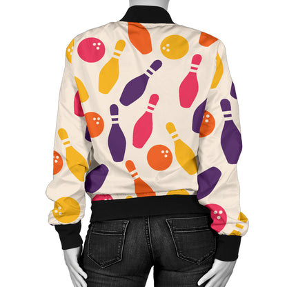 Bowling Pattern Print Design 06 Women's Bomber Jacket