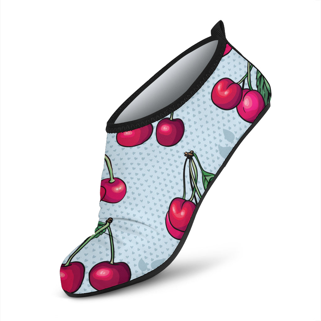 Cherry Pattern Print Design CH01 Aqua Water Shoes