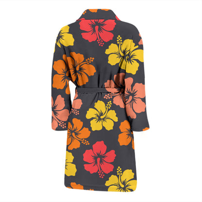 Hibiscus Pattern Print Design HB024 Men Bathrobe