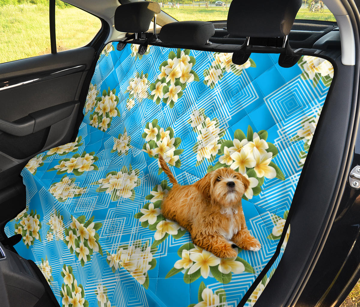 Yellow Plumeria Design Print Pattern Rear Dog  Seat Cover