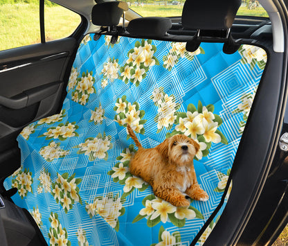 Yellow Plumeria Design Print Pattern Rear Dog  Seat Cover