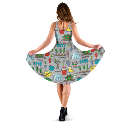 Gardening Pattern Print Design G07 Midi Dress